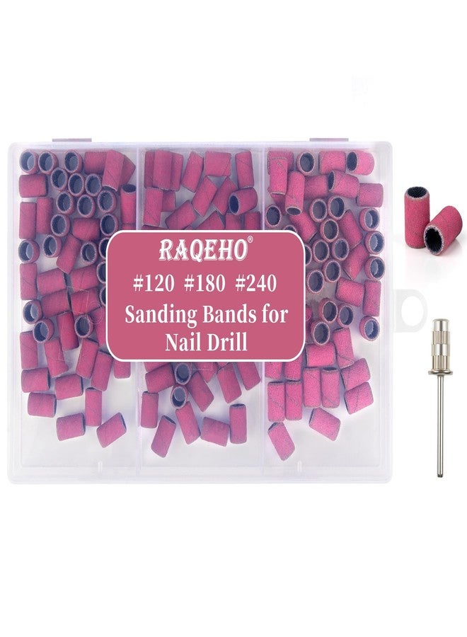 RAQEHO أشرطة صنفرة RAQEHO لحفر الأظافر - مبارد أظافر ناعمة بدرجات خشونة #120، #180، #240 مع قطعة واحدة من مثقاب 3/32 للجلد المحيط بالأظافر، جل الأكريليك، الباديكير، لوازم فن المانيكير الأساسية لفني الأظافر (50 قطعة/درجة خشونة) - Image 1
